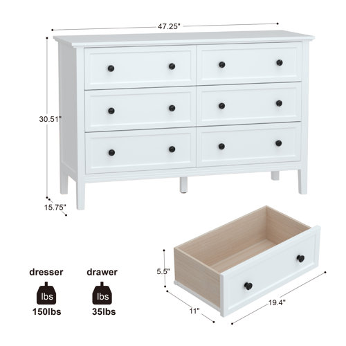 Winston Porter Edelin 6 Drawer 47.25" W Double Dresser & Reviews Wayfair